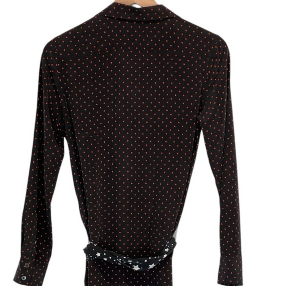 Equipment Kate Moss 100% Silk Shirt Dress, Black With Red Polka Dots, Size XS - Picture 16 of 16